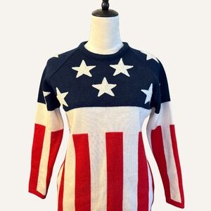 Vintage 1970’s ski sweater American Flag Stars & Stripes 100% wool